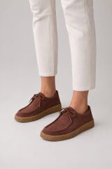 Melinta K. Kahve Süet Kauçuk Taban Kadın Loafer Günlük Ayakkabı